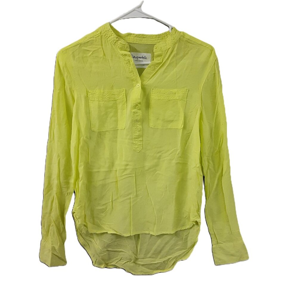 Aeropostale Juniors Top Size SMALL, Button up, Long Sleeve, 100% Rayon Easy Care